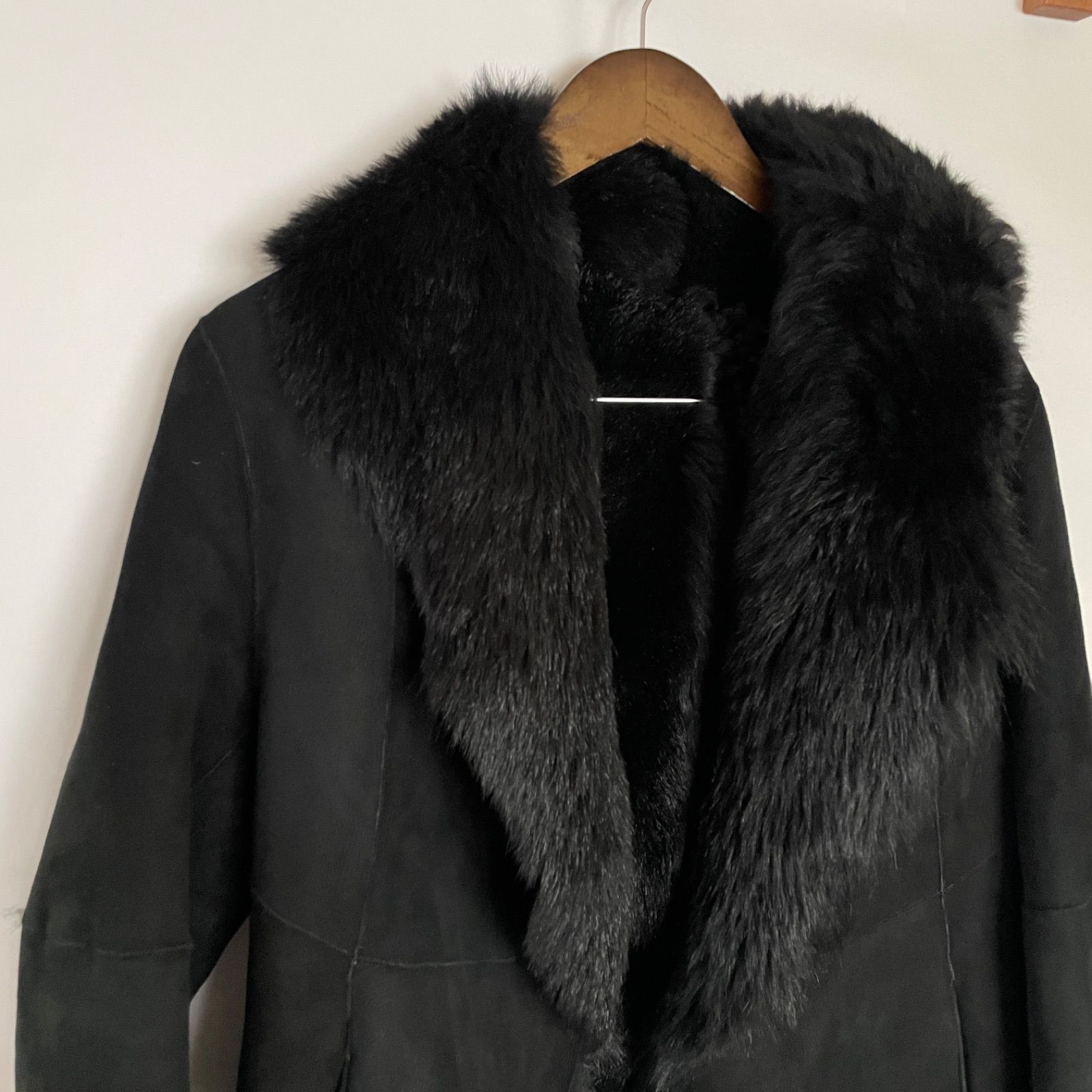 DKNY ダナキャラン ファーコート ムートンコート サイズ4 M L相当 ブラック