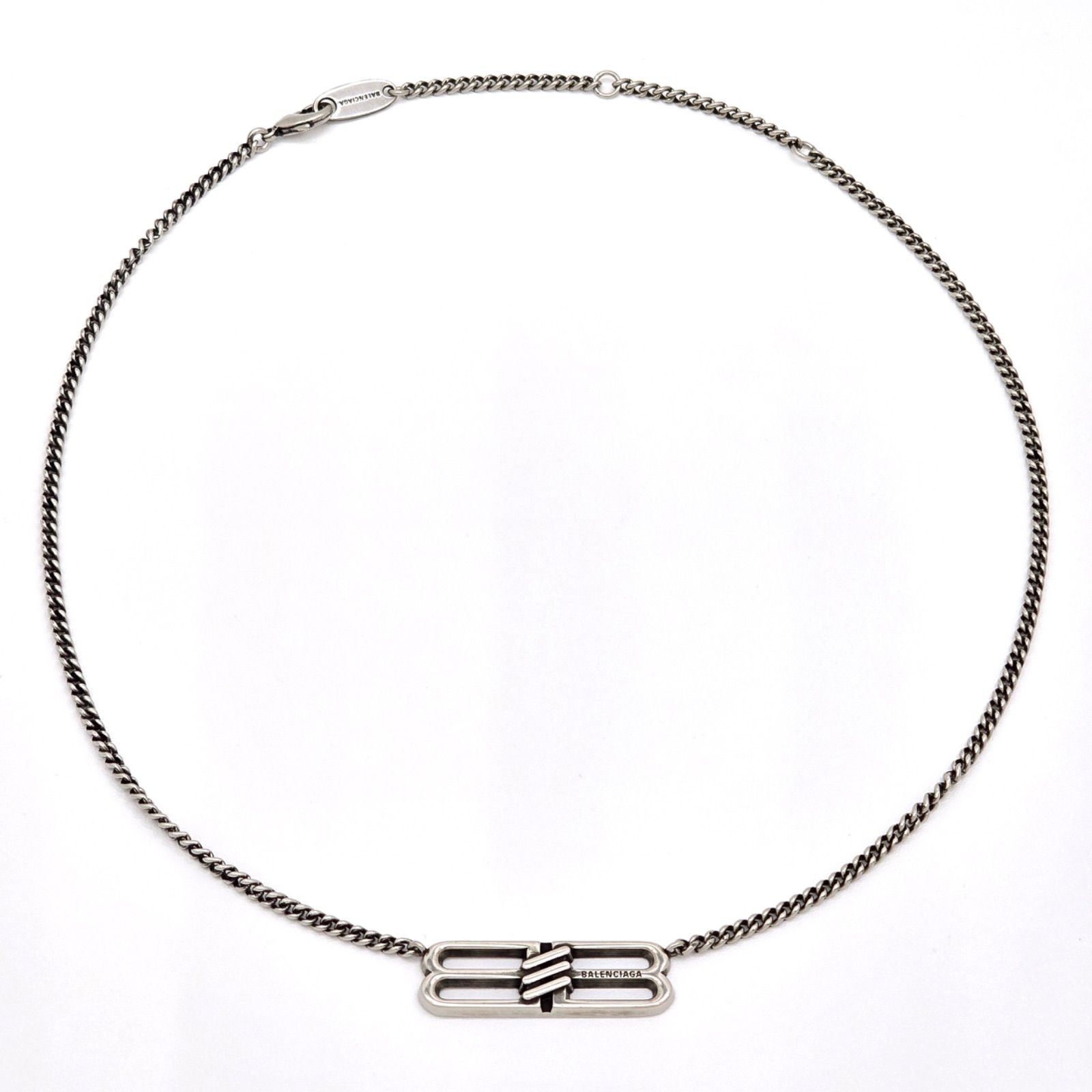 BALENCIAGA バレンシアガ BB Icon ネックレス アンティーク調シルバー