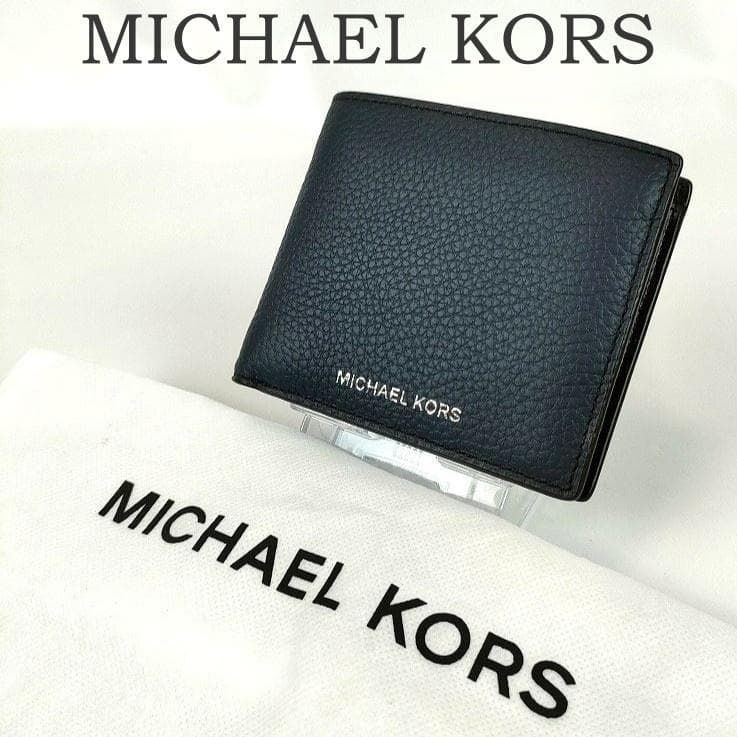 MICHAEL KORS マイケルコース 二つ折り財布 メンズ ネイビー 紺 レザー 保存袋 ウォレット