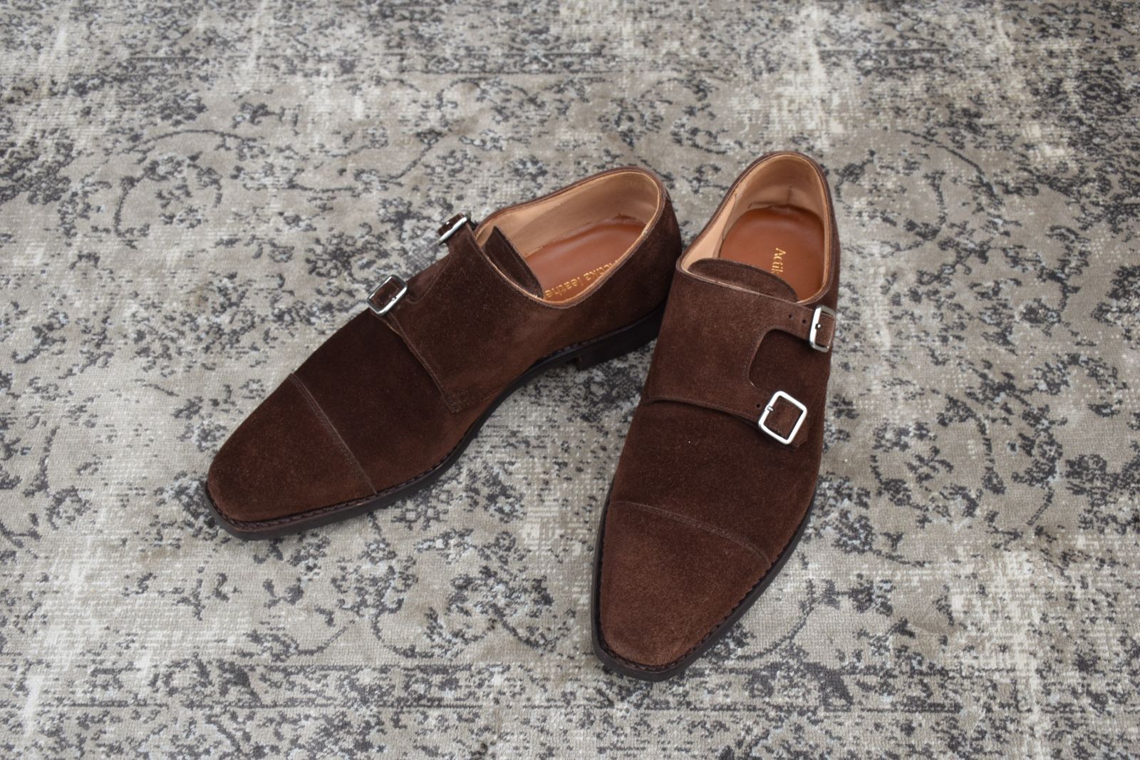 Crockett-Jones クロケットアンドジョーンズ LOWNDES ラウンズ ダブルモンクストラップ スエード 茶 ブラウン UK6 24.5cm W3175