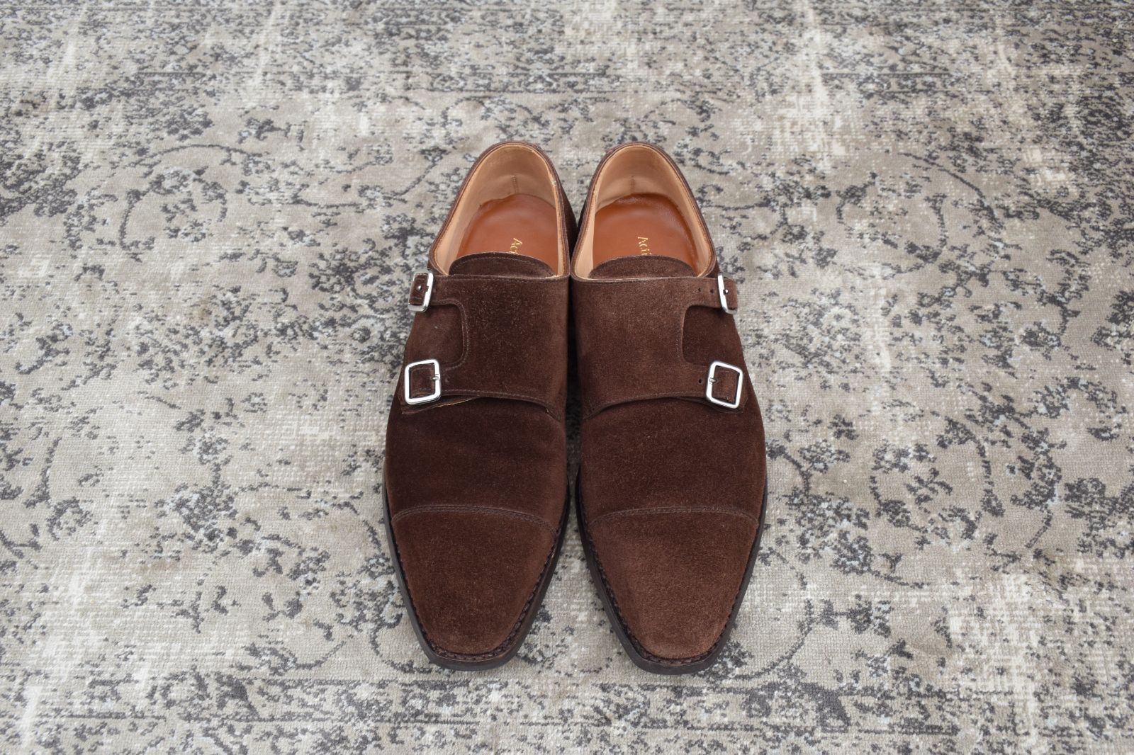 Crockett-Jones クロケットアンドジョーンズ LOWNDES ラウンズ ダブルモンクストラップ スエード 茶 ブラウン UK 6 24.5 cm W 3175