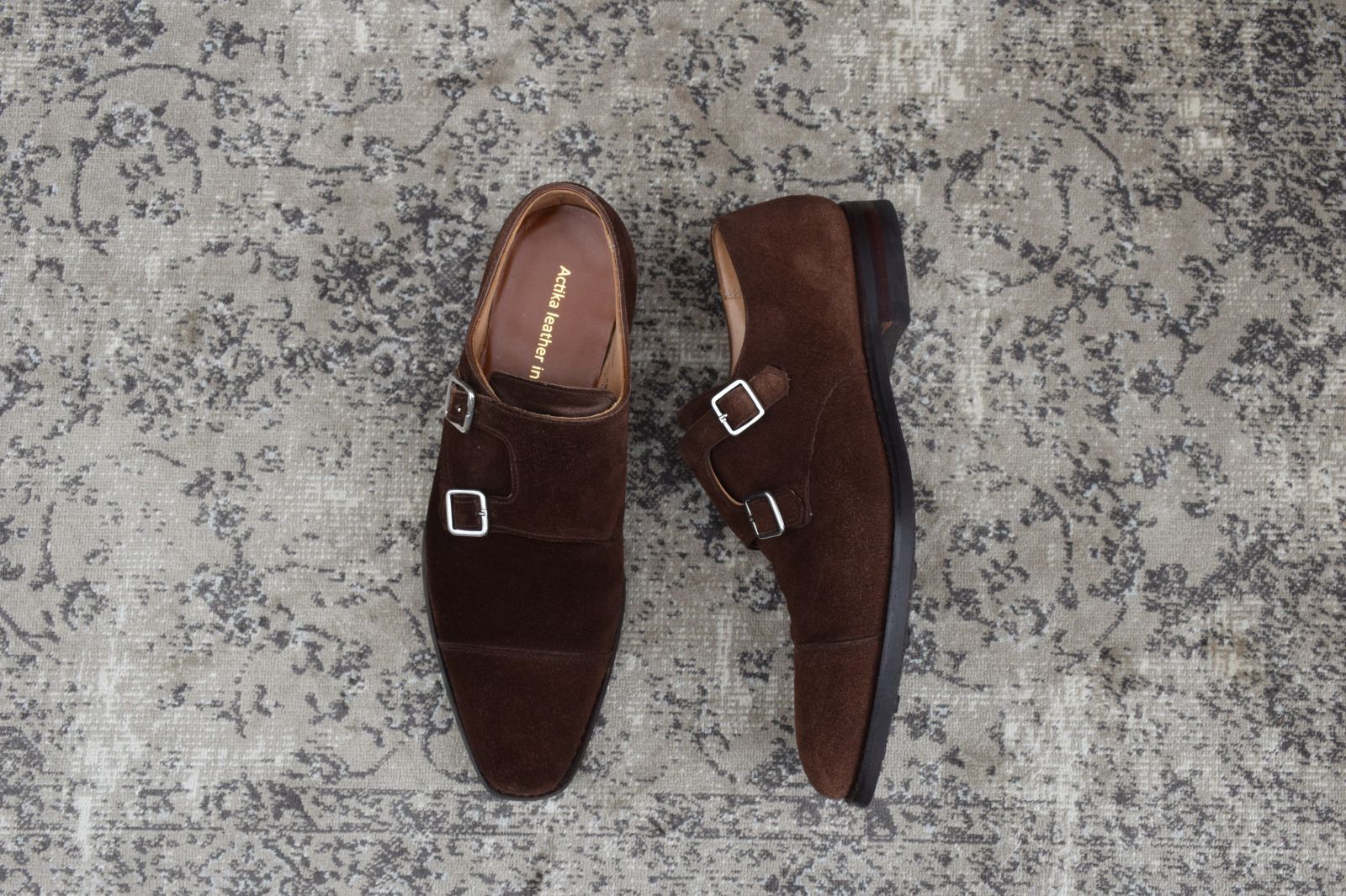  Crockett-Jones クロケットアンドジョーンズ LOWNDES ラウンズ ダブルモンクストラップ スエード 茶 ブラウン UK 6 24.5 cm W 3175 ドレス ビジネスシューズ ブーツ 革靴