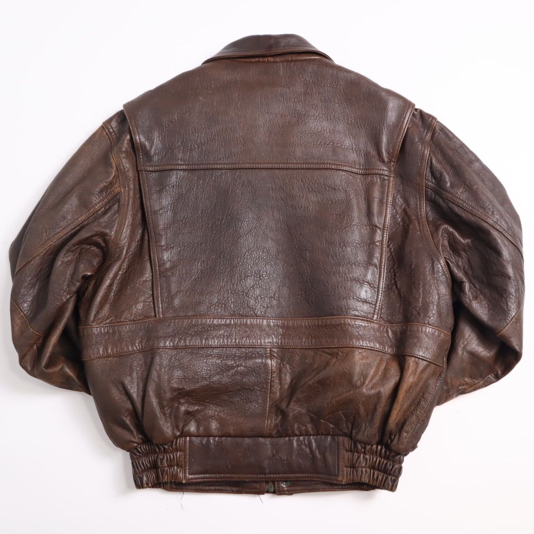 80s vintageフライトジャケット レザーブルゾン 裏地レーヨン 80s 短丈