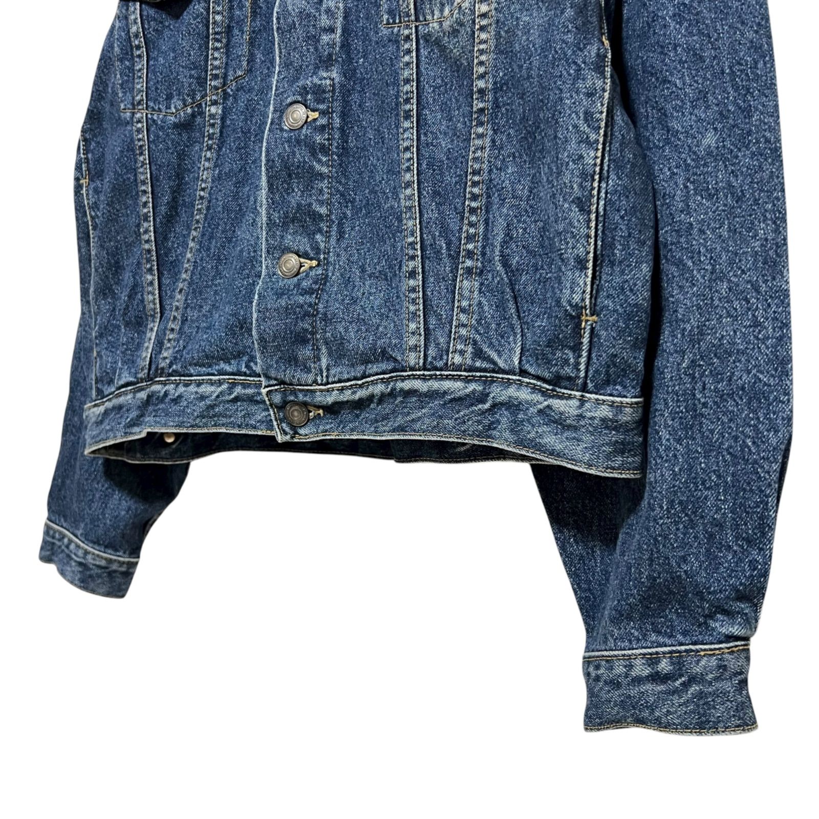 デニム レザー リメイクジャケット ユニセックス 古着再構築 デニム