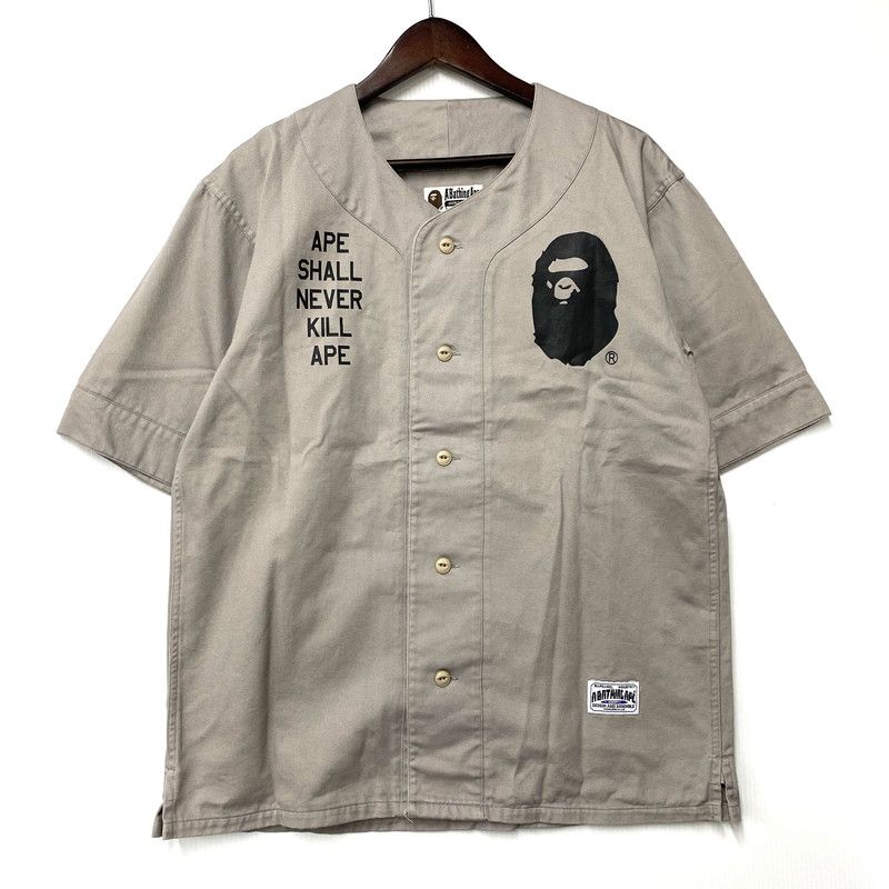 品 A BATHING APE アベイシングエイプ BAPE HEAD BASEBALL SHIRT ベースボールシャツ 半袖 トップス 142-251102-as-09-izu