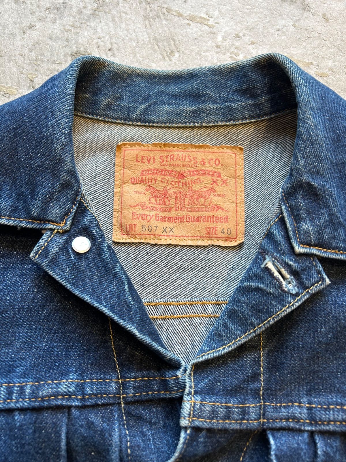【サイズ40】LEVI'S 507XX 2nd デニムジャケット 色残り良好 LEVIS / リーバイス 50s〜 507XX 両面タブ 2nd セカンドデニム