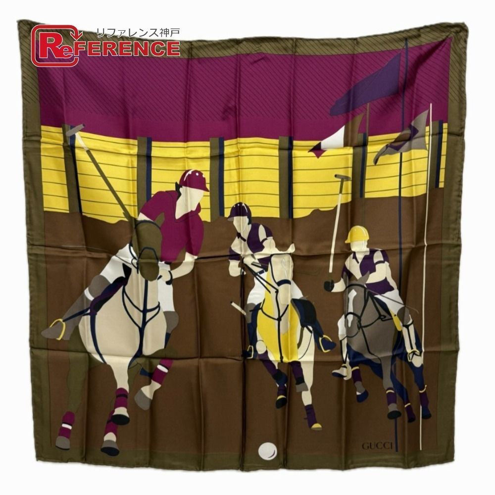 GUCCI グッチ スカーフ ジョッキーモチーフ シルク ブラウン