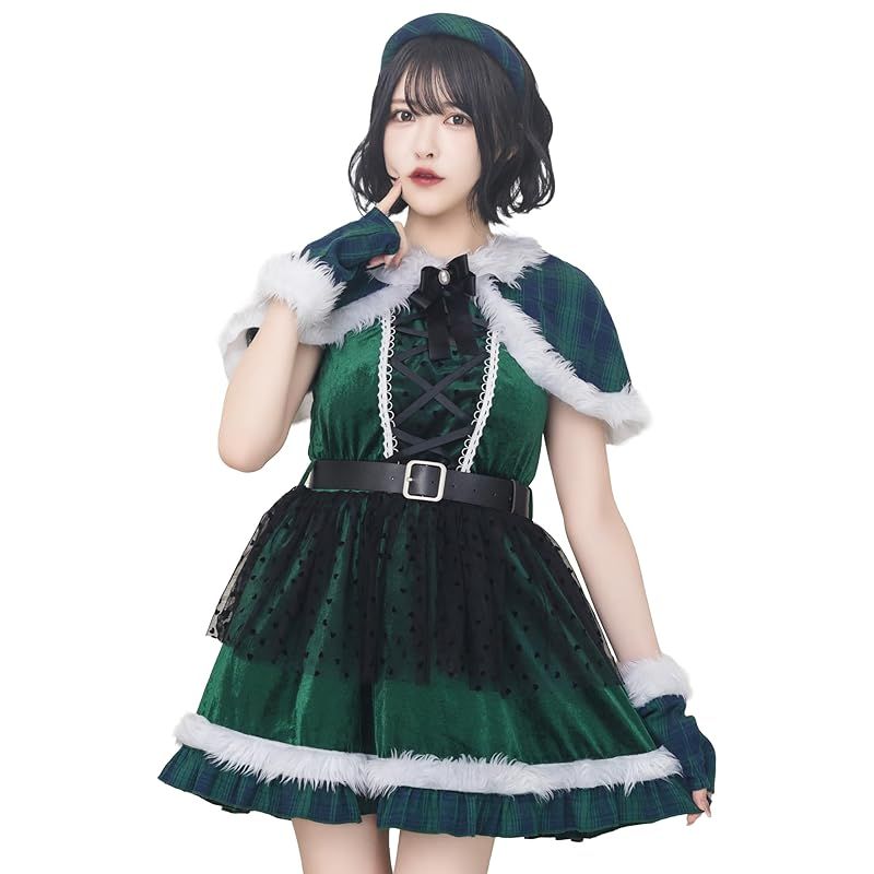 クリアストーン Clearstone リリカルパレット コスプレ クリスマス チェックケープサンタ レディース グリーン