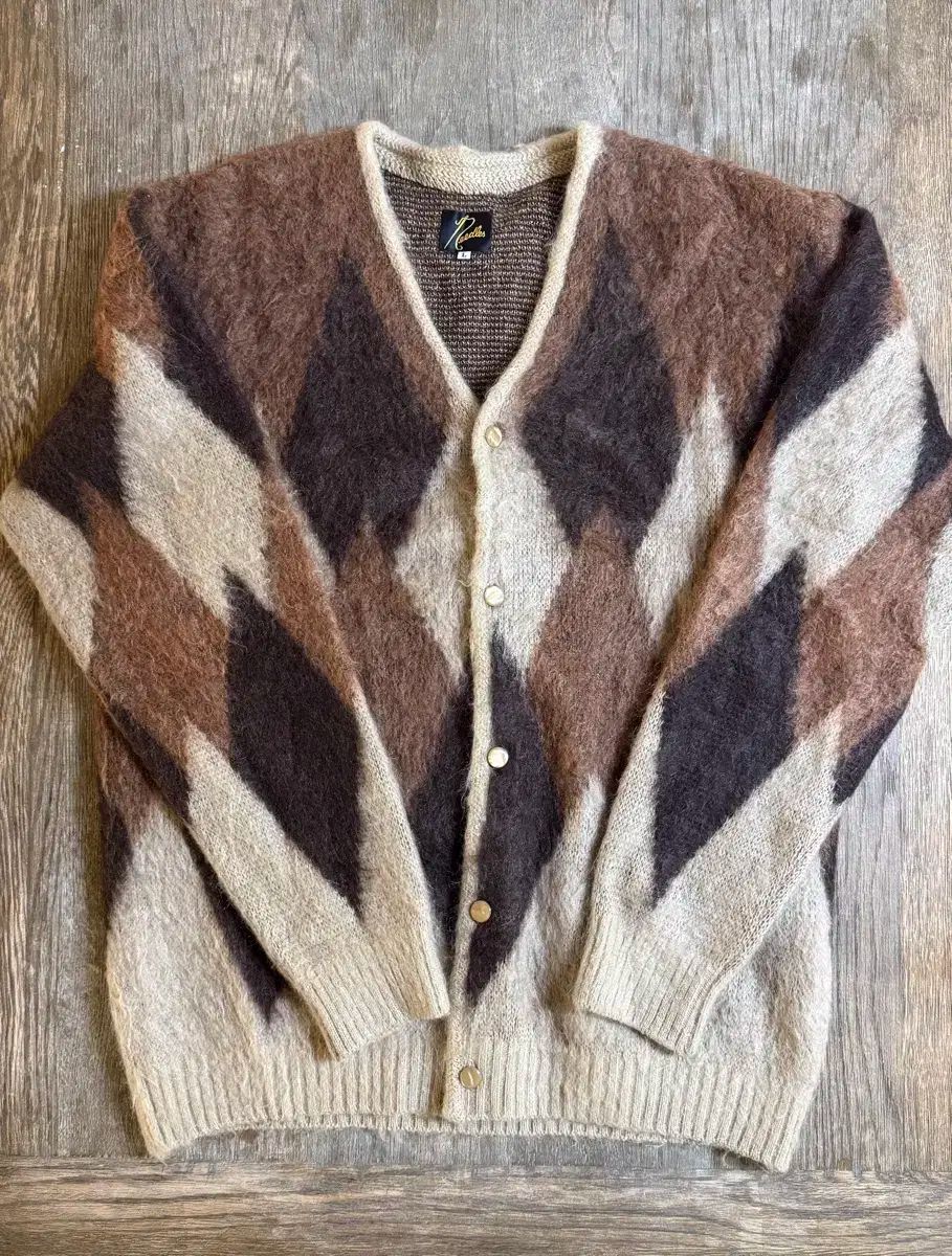 NEEDLES アーガイル モヘア カーディガン L