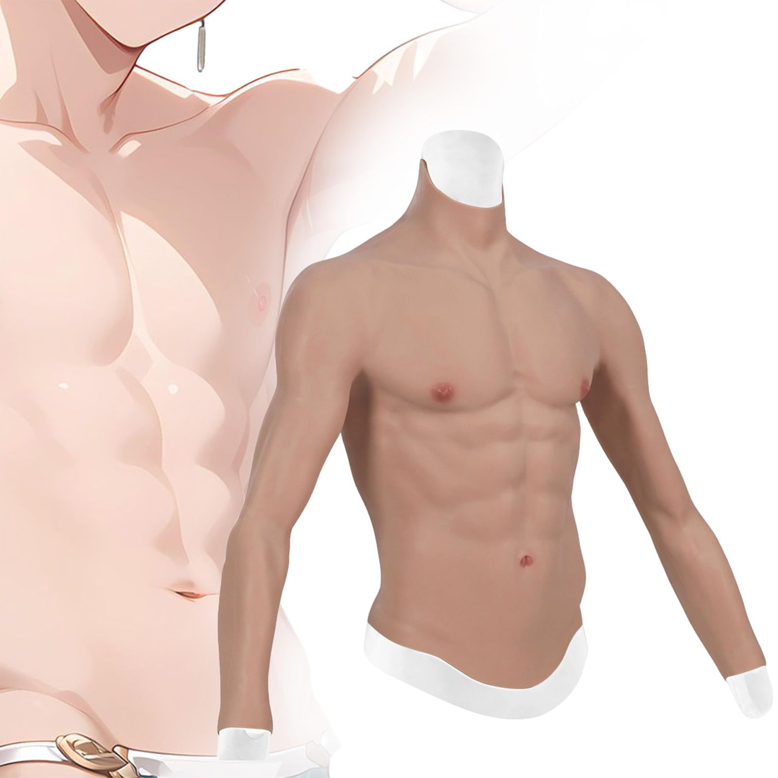 gskinart 肌芸 筋肉スーツ コスプレ 長袖 偽筋肉 イケメンマッスル シリコンスーツ 仮装 腕ある シリコン筋肉 男コスプレ マッスルスーツ ファスナー