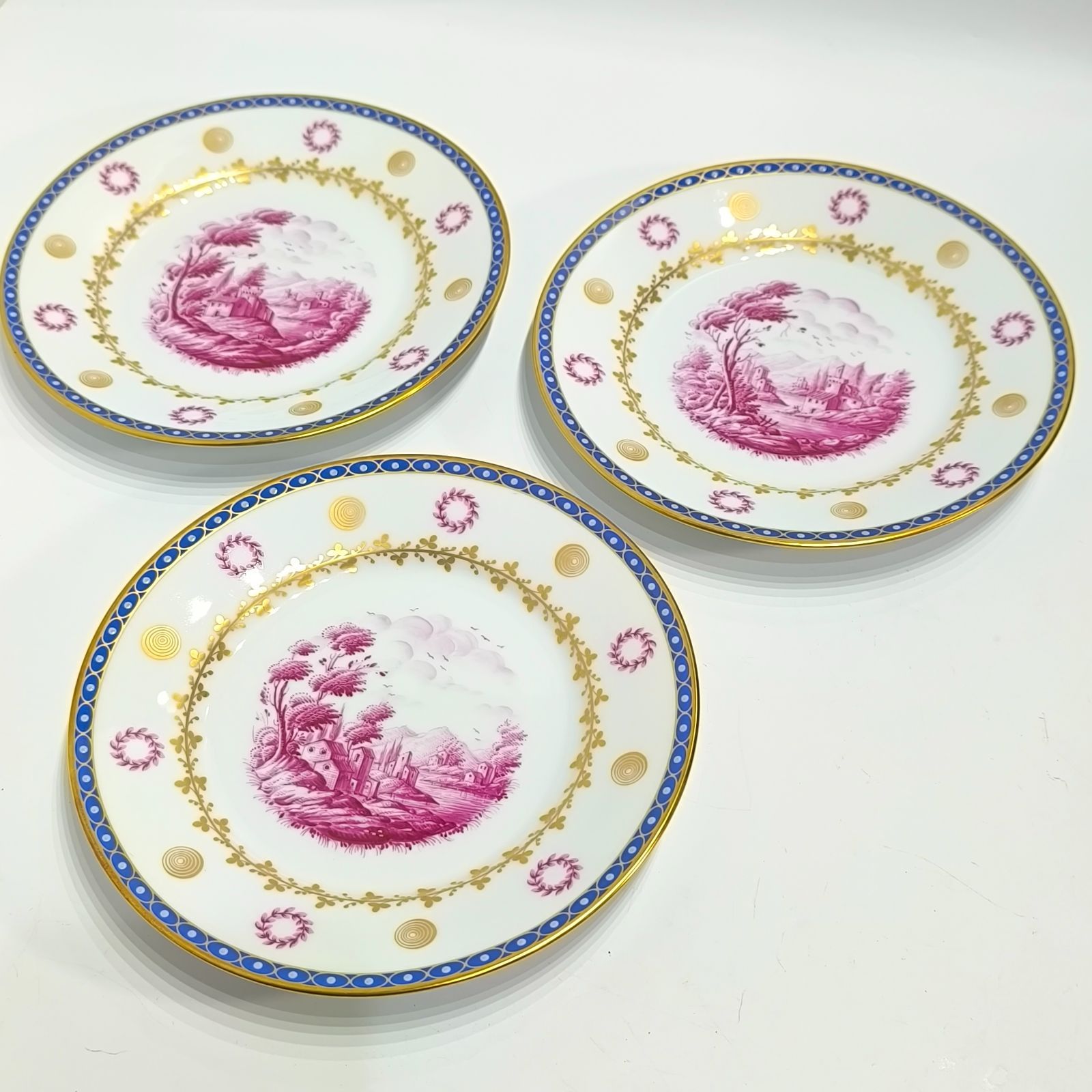 リチャードジノリ 19cmプレート ポルポラ 6枚セット 手描き Ginori 1735 Paesaggio Porpora