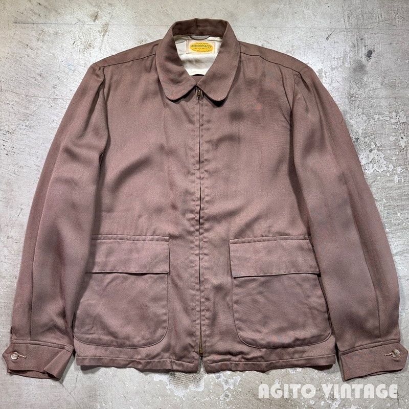 50 s JOHN RISSMAN＆SON WINDBREAKER ギャバジャン ブラウン ミントコンディション size40