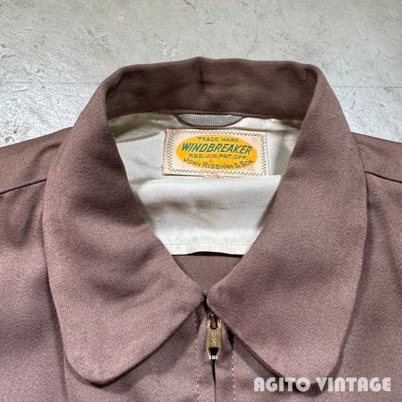 50 s JOHN RISSMAN＆SON WINDBREAKER ギャバジャン ブラウン ミントコンディション size40