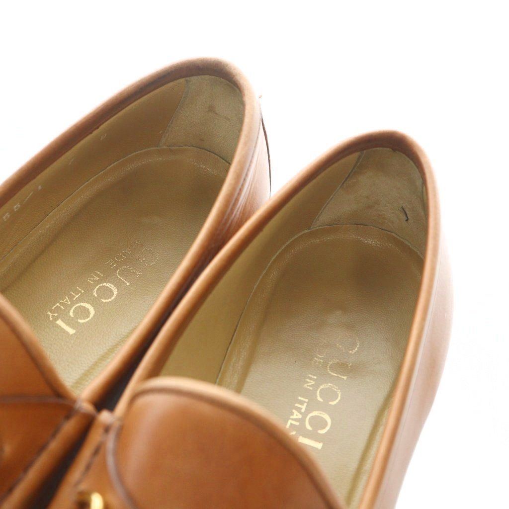 グッチ GUCCI ローファー ホースビット レザー 本革 7 B 26 cm キャメル 茶色 RI OS