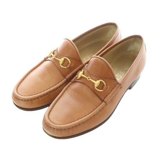 グッチ GUCCI ローファー ホースビット レザー 本革 7B 26cm キャメル 茶色 RI OS
