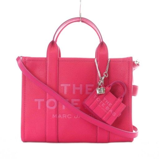 マークジェイコブス MARC JACOBS THE LEATHER MUDIUM TOTE BAG M 2 wayバッグ トート ショルダー レザー hot pink ホットピンク RI OS