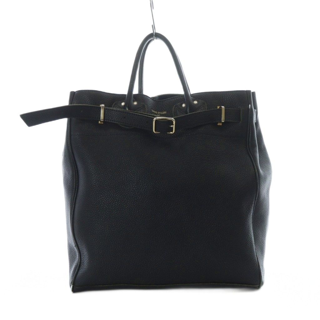 ヤングアンドオルセン YOUNG - OLSEN フレームワーク別注 エンボスレザー トートバッグ ベルト 黒 ブラック RI OS