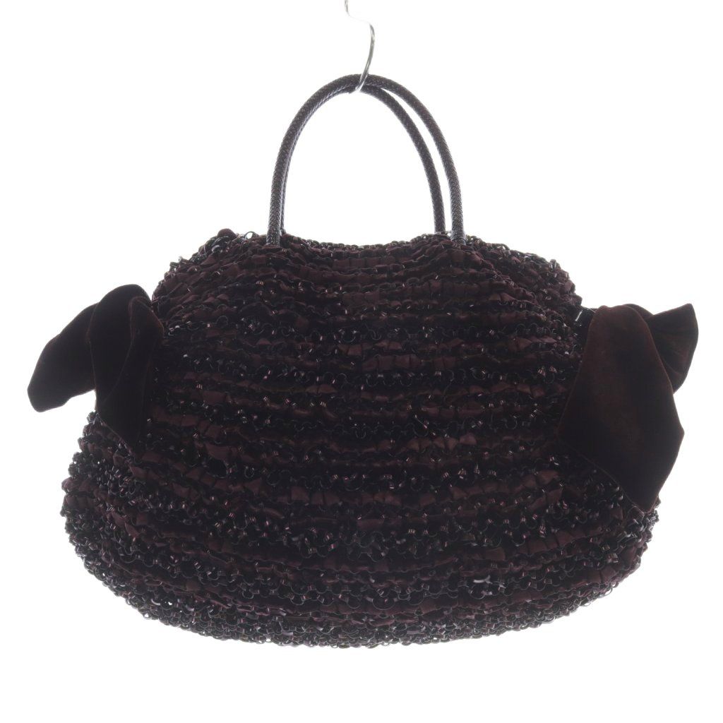 アンテプリマ ベロアリボン 2WAY ワイヤーバッグ ショルダーバッグ ハンドバッグ ボルドー