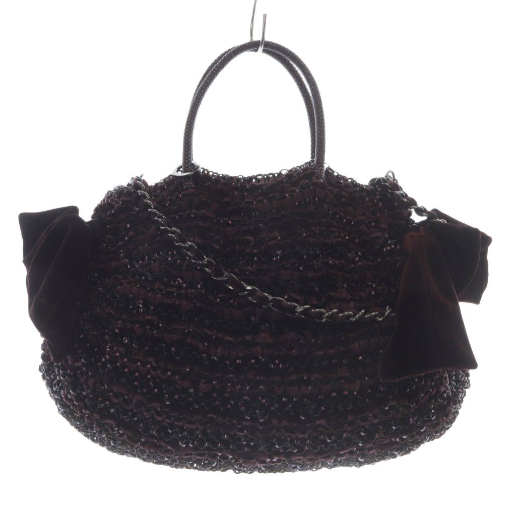 アンテプリマ ベロアリボン 2WAY ワイヤーバッグ ショルダーバッグ ハンドバッグ ボルドー