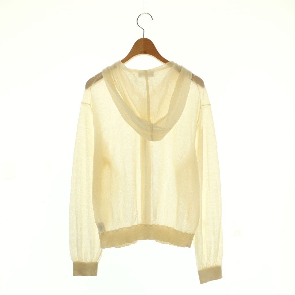 セオリー Theory 25 SS SHEER CREPE ZIP BLOUSON HOODIE パーカー M アイボリー DO OS