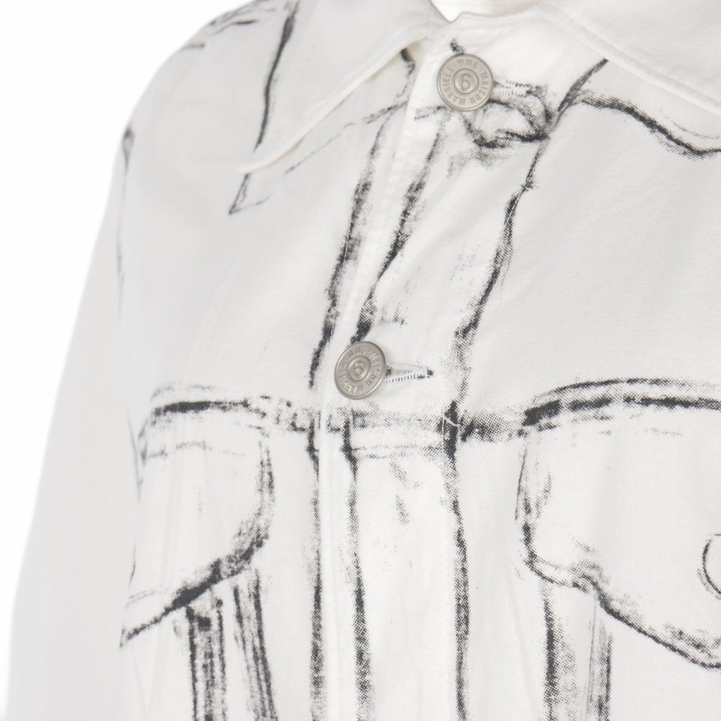  エムエムシックス メゾンマルジェラ MM6 Maison Margiela 23SS サークル ノースリーブシャツ デニムプリント 白 ホワイト S499818 その他 トップス