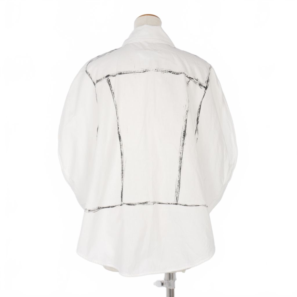 エムエムシックス メゾンマルジェラ MM6 Maison Margiela 23SS サークル ノースリーブシャツ デニムプリント 白 ホワイト S499818