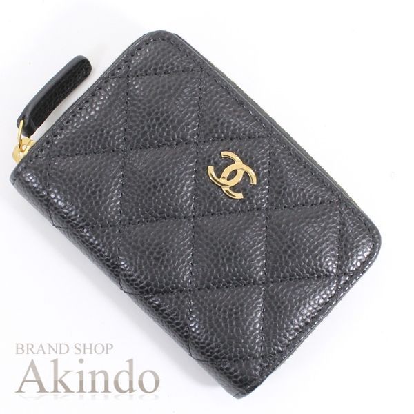 シャネル コインケース キャビアスキン 黒 ココマーク コインパース ラウンドファスナー 小銭入れ 財布 ウォレット AP0216 ブラック レディース メンズ レザー 本革 CHANEL ジップ ミニ財布 カードケース マトラッセ コンパクト ミニ