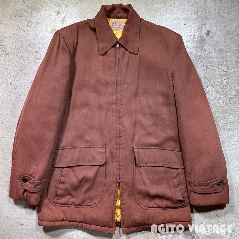 Sir Jac 60s キルティングジャンパー サイズ44 60's Sir Jac レーヨンギャバジンジャケット ミドル丈 中綿