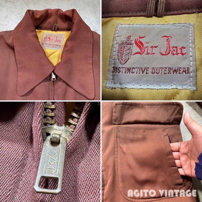 Sir Jac 60s キルティングジャンパー サイズ44 60's Sir Jac レーヨンギャバジンジャケット ミドル丈 中綿