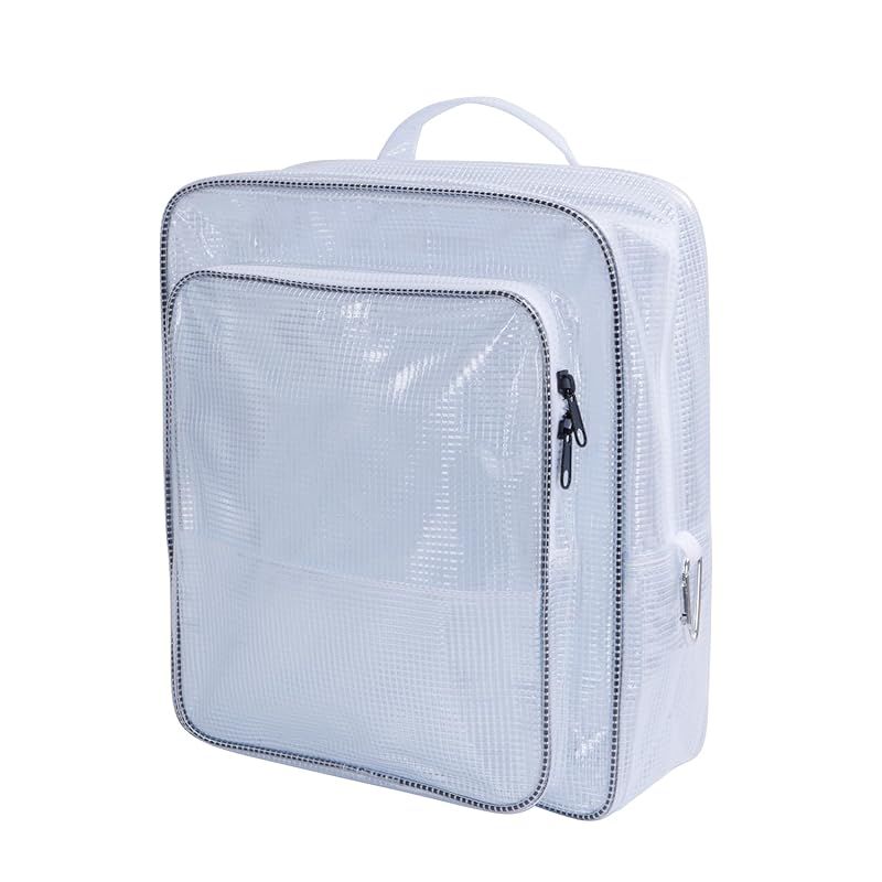 NOTAG エンジニアバッグ 大容量 リュック 透明 バッグ 大きめ 道具袋 フック付き PVC 帯電防止 クリーンルーム ツールバッグ 工具バッグ a4 ビニール 大容量 防水 丈夫 長持ち 仕事 作業 35×20×40cm 0