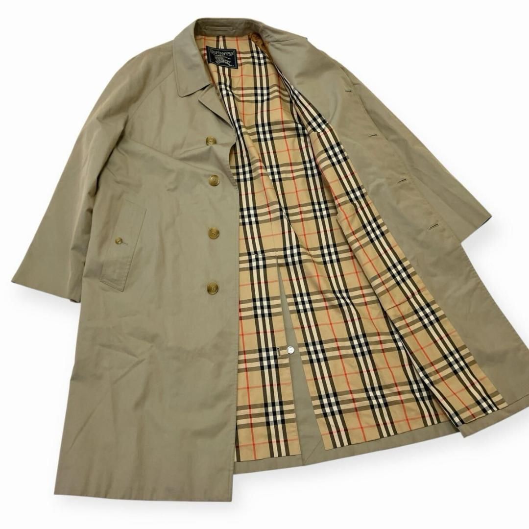 バーバリーズ メンズ トレンチコート コットン L〜XL チェック 柄 カーキ