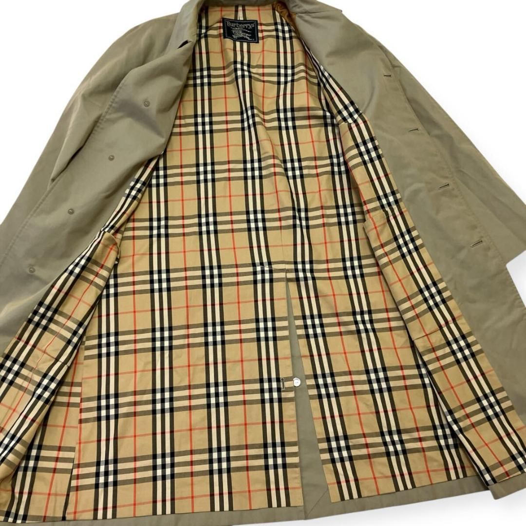 バーバリーズ メンズ トレンチコート コットン L〜XL チェック 柄 カーキ
