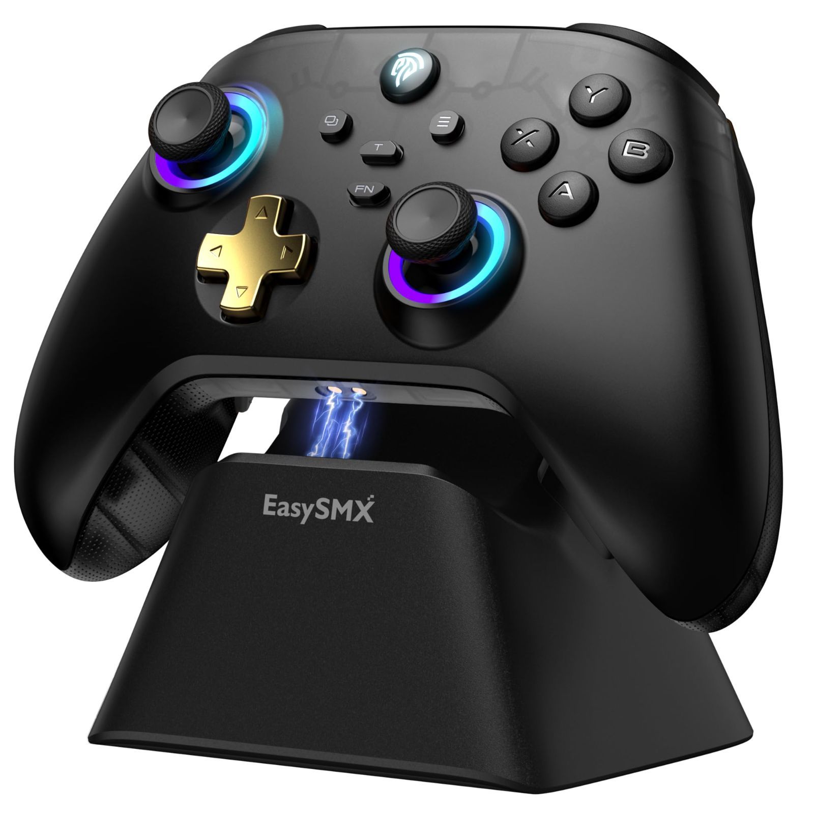 EasySMX D05 PC コントローラー 充電ドック RGBバックライト ワイヤレスコントローラー Switch ジョイコン PC Switch iOS Android Steam Deck用ゲームパッド ホール効果トリガー付き ジョイスティック 1000