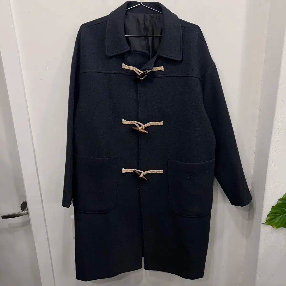 ONE POINT SEOUL ウール ヘリンボーン ダッフル ロングコート