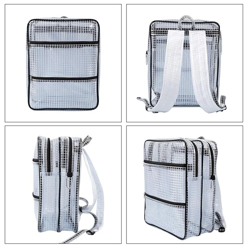 NOTAG リュック 透明 バッグ エンジニアバッグ 大容量 道具袋 フック付き PVC 帯電防止 クリーンルーム ツールバッグ 工具バッグ a4 ビニール 大容量 防水 丈夫 長持ち 仕事 作業 45×35×20cm Black 1