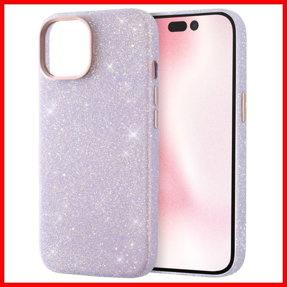 15 ケース オープンレザーケース キラキラ iPhone GLITZY SUGAR ラベンダー