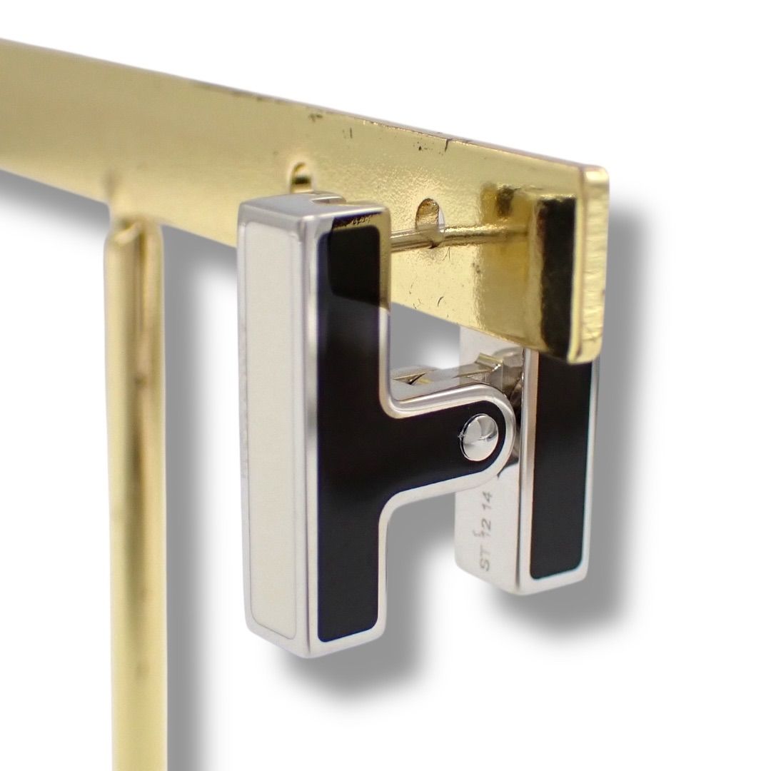 箱 エルメス ハバスキュール ピアス 片耳 ブラック シルバー 4387