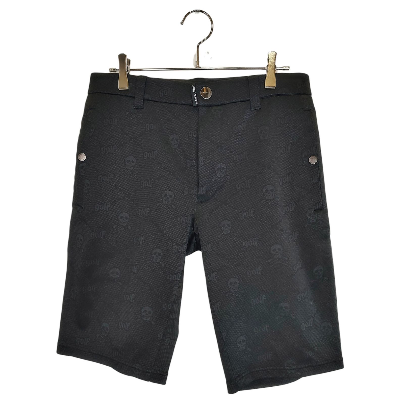 MARK&LONA マークアンドロナ ゴルフ 22SS Ruler Stretch Shorts スカル柄 ショートパンツ MLM-2A-AT14 46 ブラック メンズ
