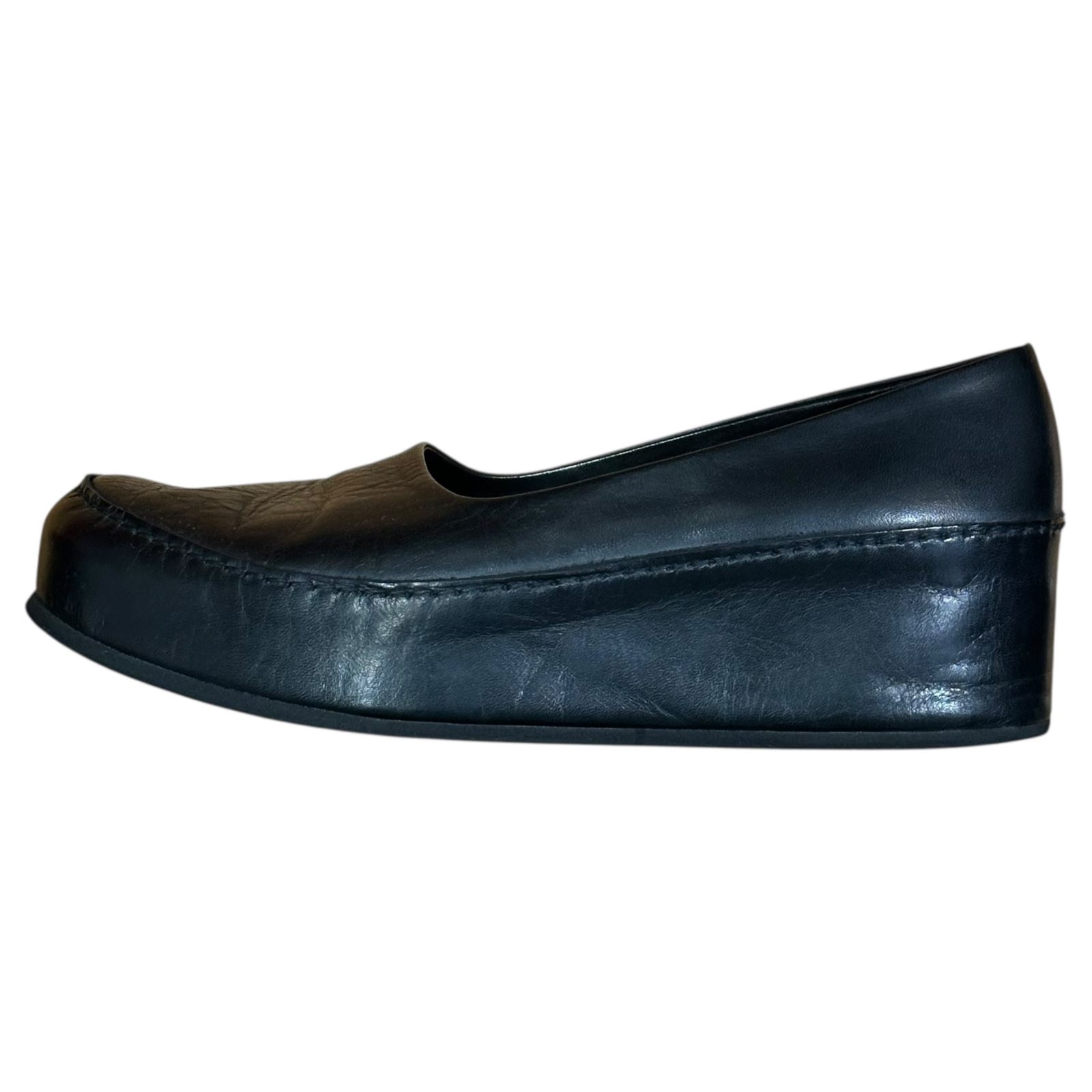 Y s ワイズ Platform Flats All Leather 厚底 オール レザー フラットシューズ パンプス YM-E 05-761-2-3 3 23.5 cm程度 ブラック