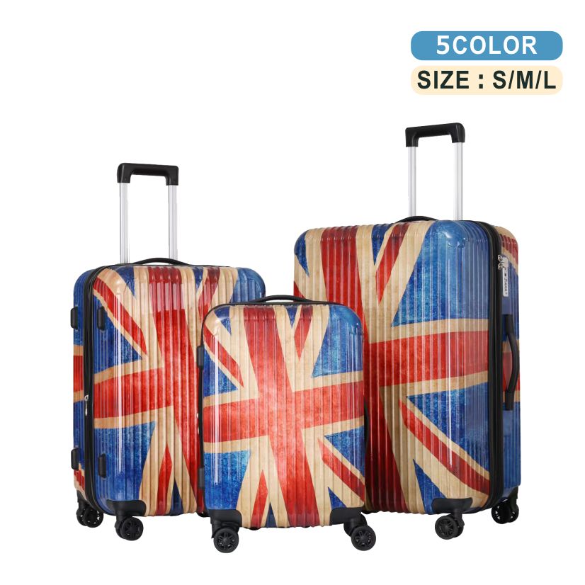 Sサイズのみ スーツケース キャリーケース キャリーバッグ キャリーバー キャリーバッグ ファスナー 軽量設計 3 選ぶ スーツケース 修学旅行 海外旅行 旅行 TSAロックプリント柄 ユニオンジャック レオパード ゼブラ