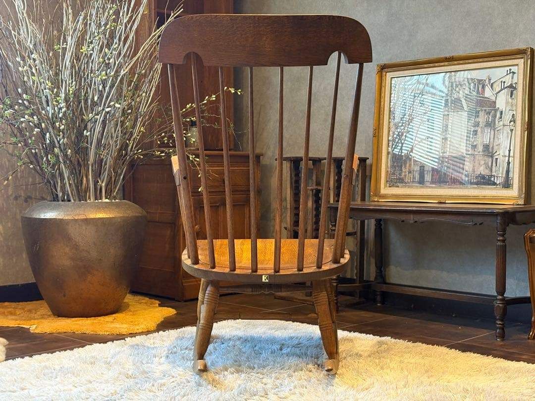 ①飛騨産業 キツツキマーク ロッキングチェア ダイニングチェア