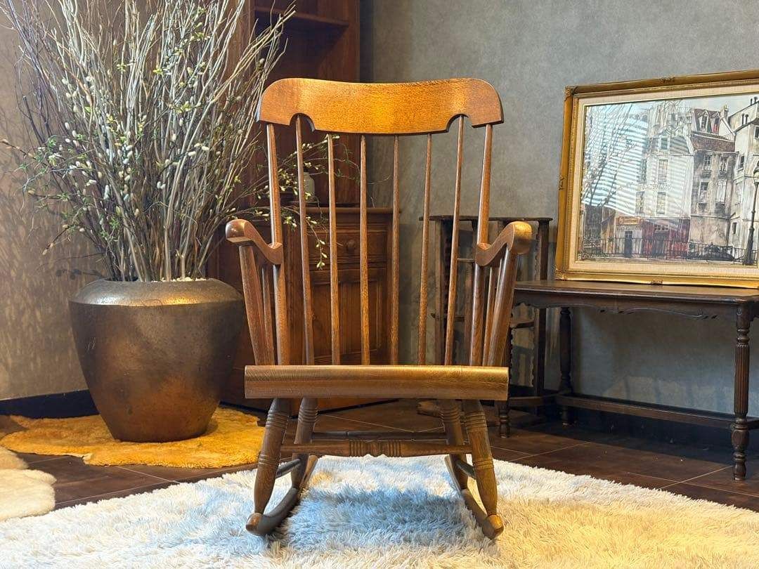 ①飛騨産業 キツツキマーク ロッキングチェア ダイニングチェア  