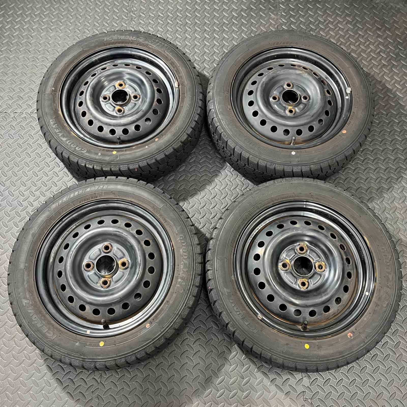 21年製 155 65 R 14 グッドイヤー アイスナビ7 ダイハツ タント ムーヴ ミラ コンテ スタッドレスタイヤ 1143