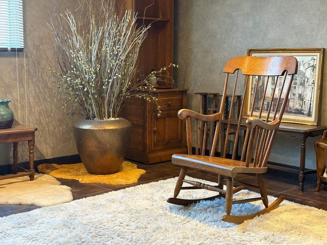 ②飛騨産業 キツツキマーク ロッキングチェア ダイニングチェア