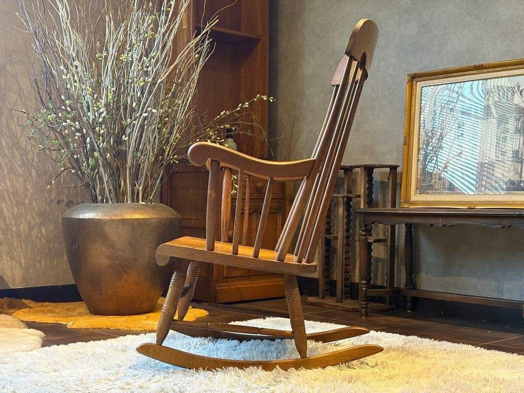 ①飛騨産業 キツツキマーク ロッキングチェア ダイニングチェア