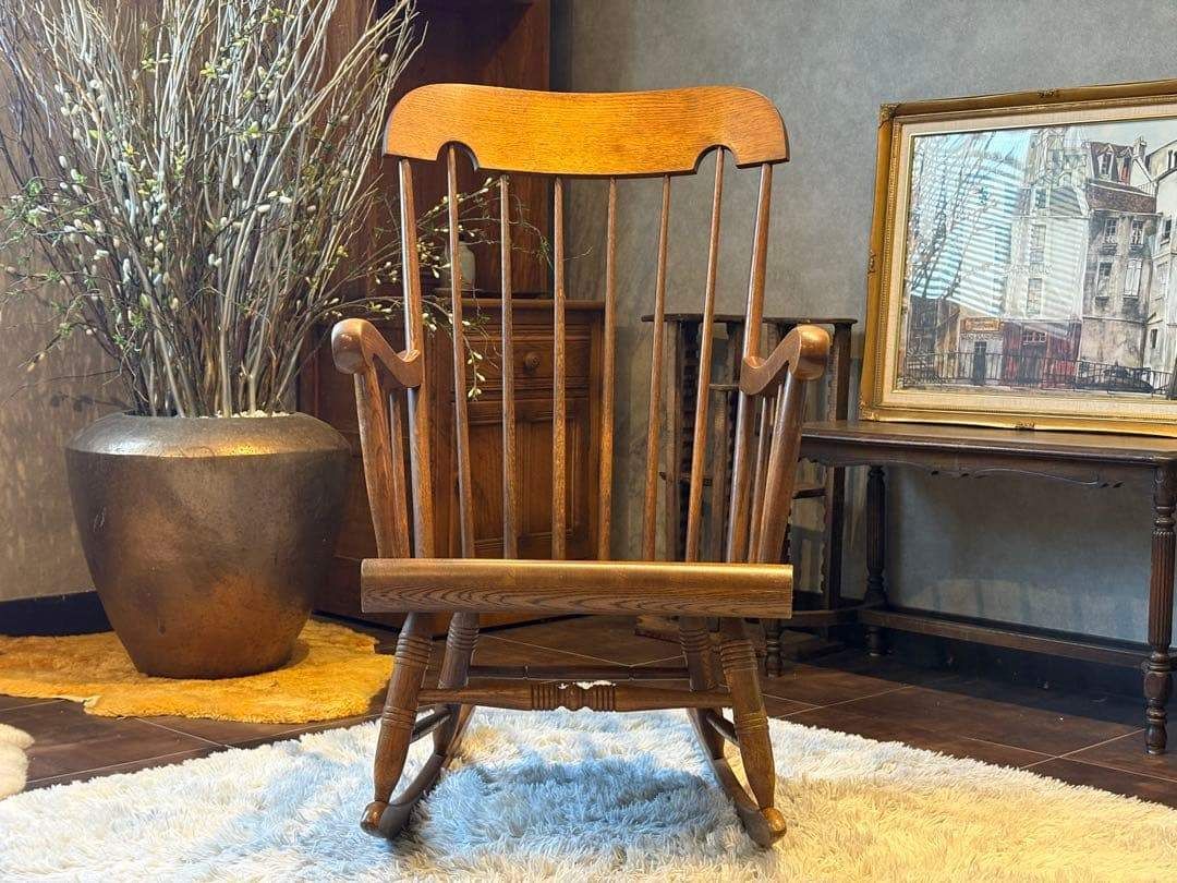 ②飛騨産業 キツツキマーク ロッキングチェア ダイニングチェア