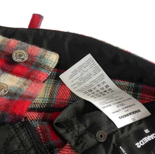 ディースクエアード DSQUARED2 23AW フランネルチェック ベリーショートパンツ ショーツ 38 レッド 赤 S72MU0470 正規 DECORATOM_COM_BR