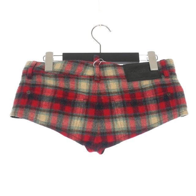 ディースクエアード DSQUARED2 23AW フランネルチェック ベリーショートパンツ ショーツ 38 レッド 赤 S72MU0470 正規
