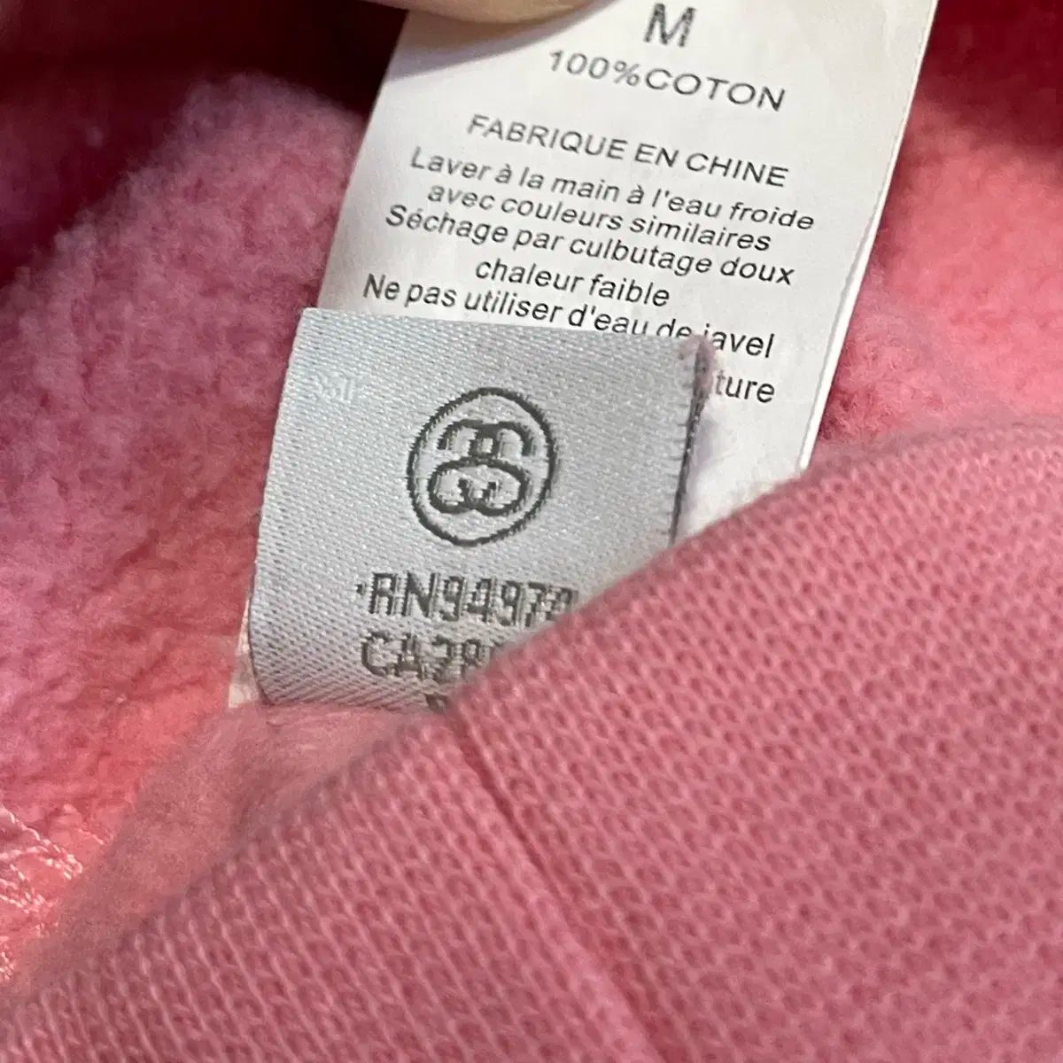  M STUSSY ピンク 起毛 WHO Tシャツ パーカー トップス