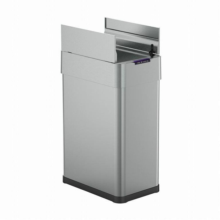 50L大容量＆非接触 センサー付き自動ゴミ箱 ステンレス製 ふた付き ダストボックス 静音二重開閉 臭い防止 スリム スクエア型 リビング キッチンに 選べる3色 シルバー